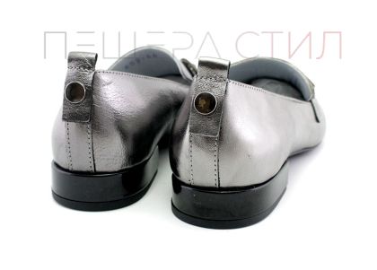 Дамски обувки от естествена кожа в сребристо - Модел Шарлота