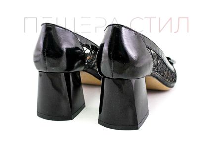 Дамски, елегантни обувки от естествен лак в черно - Модел Мелинда