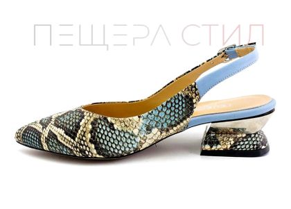 Дамски, елегантни сандали от естествена кожа в синьо - Модел Мелани