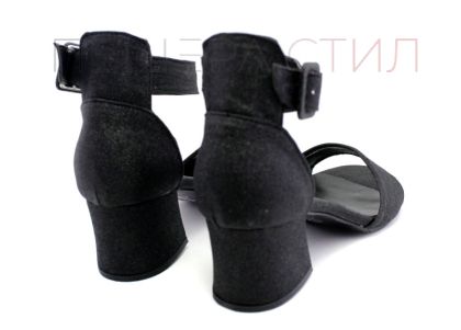 Дамски сандали от изкрящ еко материал в черно - Модел Вега
