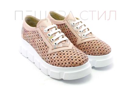 Дамски, ежедневни обувки от естествена кожа в розово, модел  Лизи