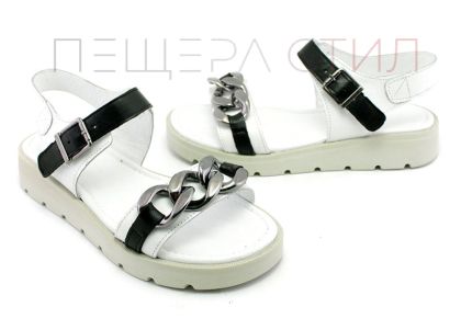 Дамски, ежедневни сандали в бяло и черно - Модел Съни