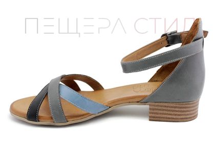 Дамски сандали от естествена кожа в цвят мулти сив - Модел Леви