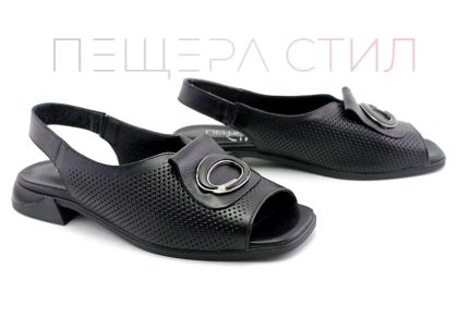 Sandale dama din piele naturala de culoare neagra - Model Leticia