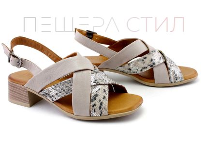 Дамски сандали от естествена кожа в сиво - Модел Дилайла