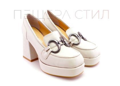 Дамски ежедневни обувки на ток в бежово - Модел Аделина