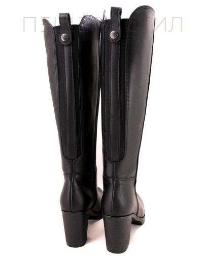 Дамски, черни ботуши от естествена кожа със страничен цип, модел Нина.