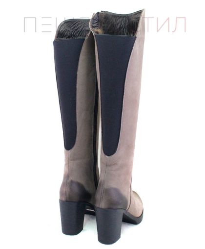 Дамски ботуши от естествен набук в цвят визон , модел Наталия