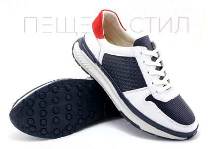 Мъжки обувки в синьо и бяло - Модел Агустин.