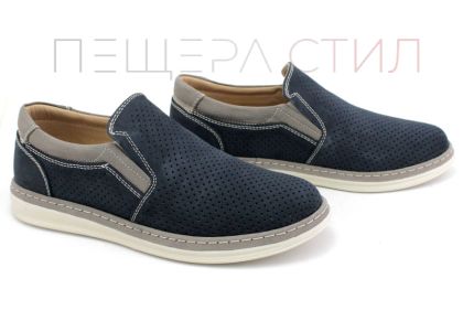 Мъжки летни обувки в тъмно синьо и сиво - Модел Валерио.