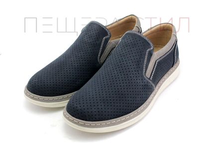 Мъжки летни обувки в тъмно синьо и сиво - Модел Валерио.