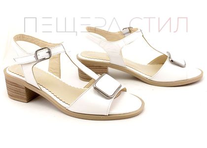 Дамски сандал от естествена кожа в бяло - Модел Луизиана.
