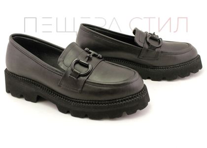 Дамски ежедневни обувки от естествена кожа в черно - Модел Деница.