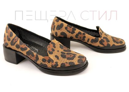Дамски летни обувки в пантерено кафяво - Модел Татяна