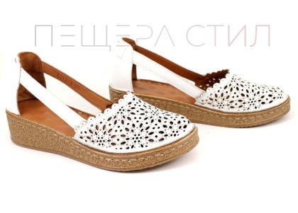 Дамски летни обувки от естествена кожа в бяло - Модел Розалин