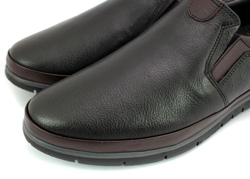 Мъжки ежедневни обувки от естествена кожа в черно с бордо елементи  778-14-29 CH