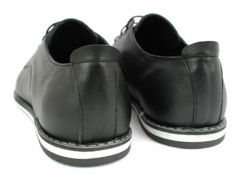 Мъжки ежедневни обувки от естествена кожа в черно D-301  CH