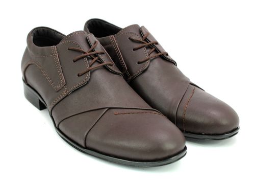 Мъжки официални обувки от естествена кожа в кафяво Y 7690 K