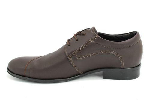 Мъжки официални обувки от естествена кожа в кафяво Y 7690 K