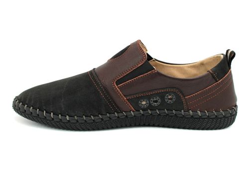 Мъжки летни, меки обувки в черен цвят на шито ходило модел 29 CK