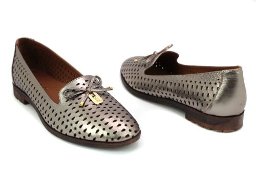 Дамски летни обувки на ниско ходило в цвят "черно сребро" 721-01 SS