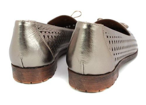 Дамски летни обувки на ниско ходило в цвят "черно сребро" 721-01 SS