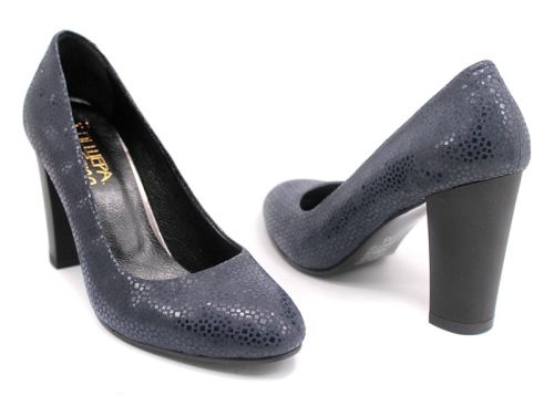 Дамски елегантни обувки от естествена кожа в тъмно синьо 185 SN