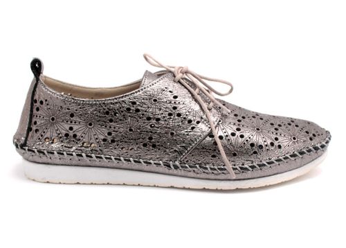 Дамски летни обувки с перфорация в цвят "никел"101-580 NL