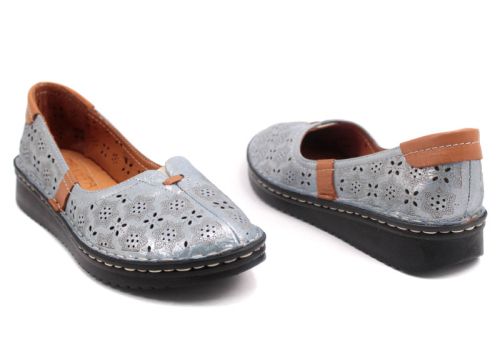 Дамски летни обувки с перфорация в цвят "синя перла" 1425 SN