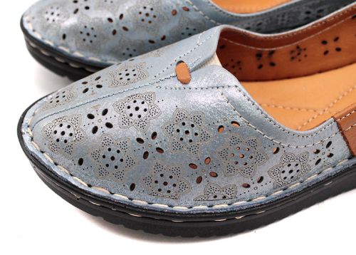 Дамски летни обувки с перфорация в цвят "синя перла" 1425 SN