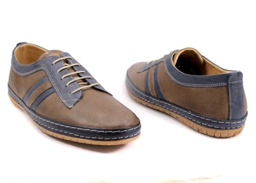 Мъжки обувки от естествена кожа в кафяво и тъмно синьо 803-01-02 K