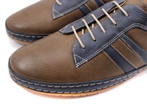 Мъжки обувки от естествена кожа в кафяво и тъмно синьо 803-01-02 K