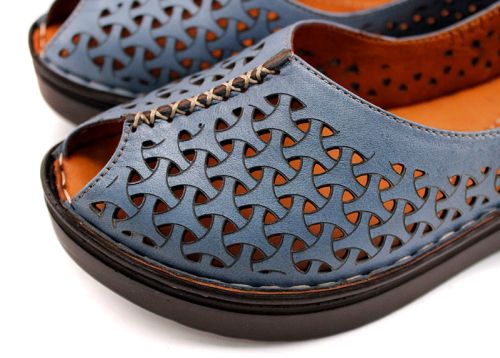 Дамски летни обувки от естествена кожа в дънково синьо 3141-1 SN
