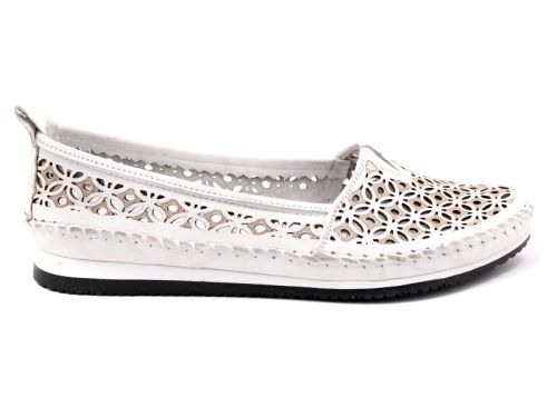 Дамски летни обувки от естествена кожа в бяло K-68 B