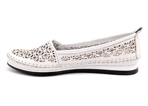 Дамски летни обувки от естествена кожа в бяло K-68 B