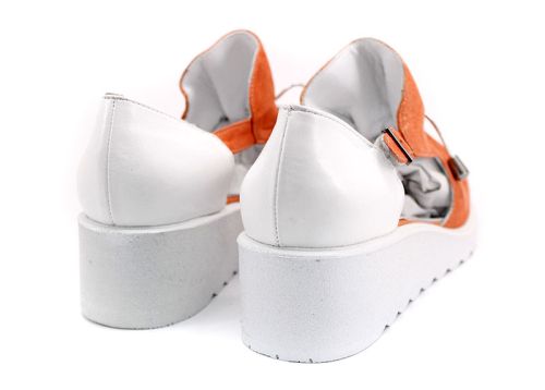 Дамски летни обувки отворени отстрани в оранжево 6012 OR