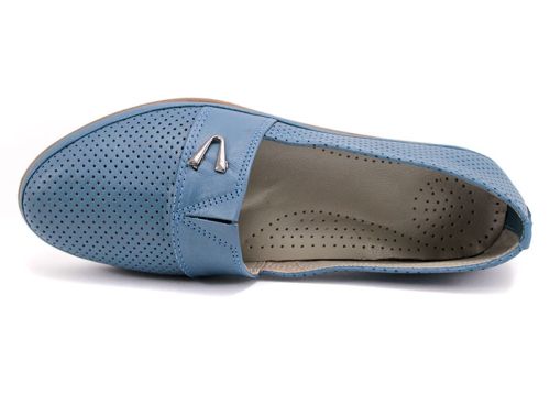 Дамски летни обувки от естествена кожа в дънково синьо M-269 DS