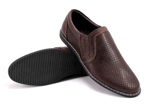 Мъжки летни обувки със ситна перфорация в кафяво Y 103-еt K