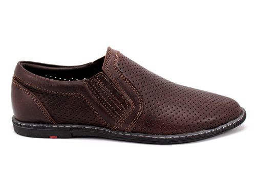 Pantofi de vara pentru barbati cu perforatie fina in maro Y 103-K et