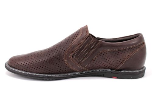 Pantofi de vara pentru barbati cu perforatie fina in maro Y 103-K et