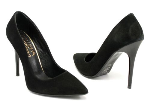 Дамски официални обувки от естествен набук в черно 178 CH