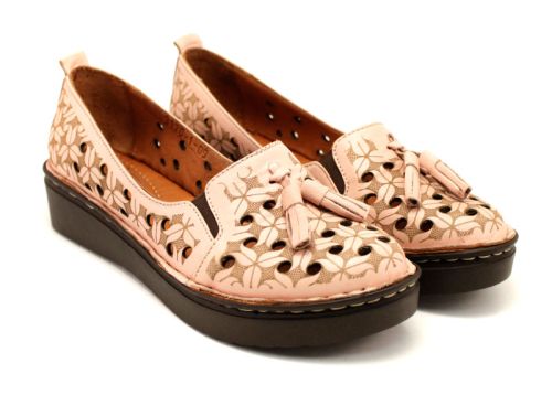 Дамски летни обувки с перфорация в цвят пудра 3120-1 P