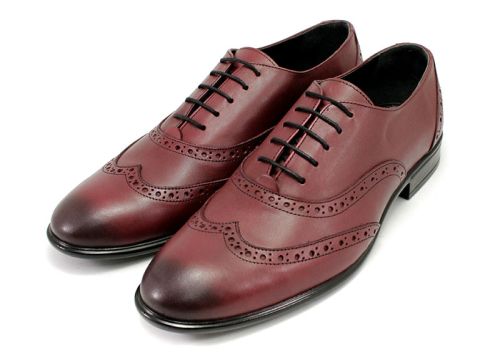 Мъжки официални обувки в бордо 554 BR
