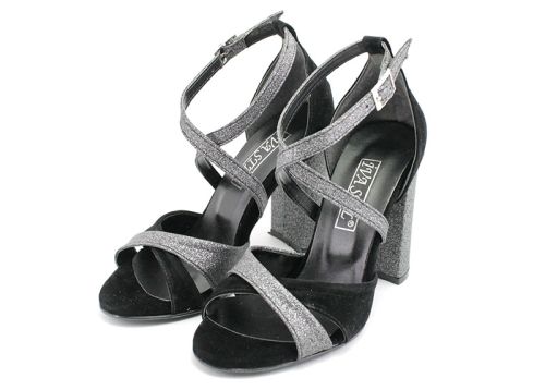 Sandale formale pentru femei cu curele negre 863 CH