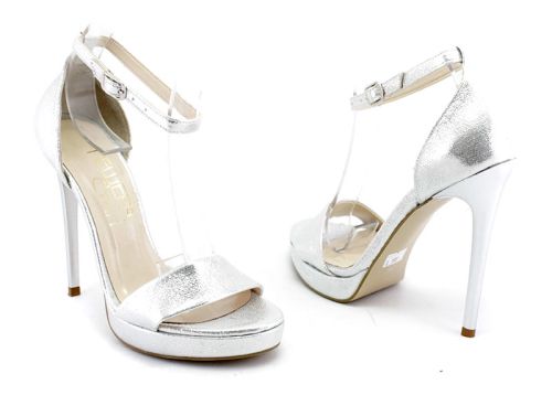 Sandale elegante dama cu platformă în argint 884-1 SR