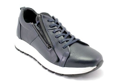 Мъжки обувки от естествена кожа в тъмно синьо 806 SN