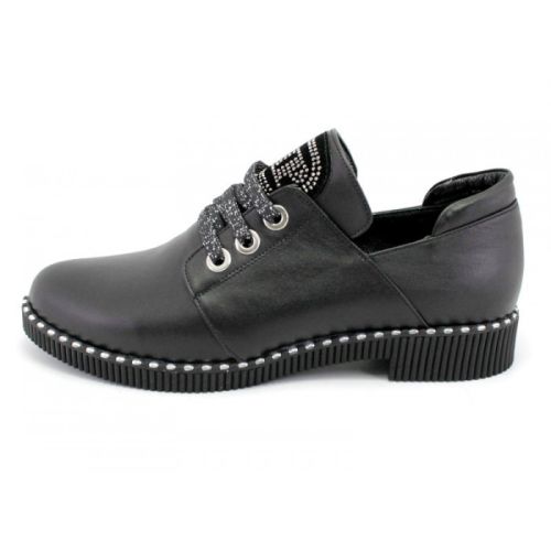 Дамски обувки от ефектна кожа в черна  ефектна кожа - 1025 ch