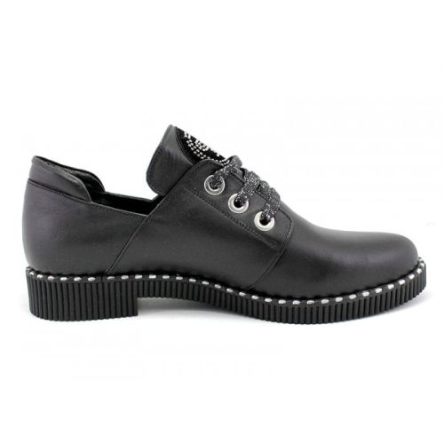 Дамски обувки от ефектна кожа в черна  ефектна кожа - 1025 ch