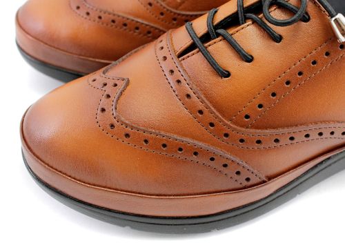 Дамски обувки изработени от висококачествена естествена кожа в кафяв цвят - 10908 K