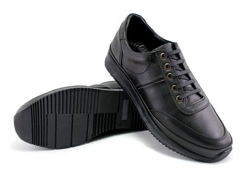 Pantofi casual barbati din piele naturala cu sireturi in negru model Aldo